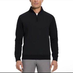 Ted Baker Sweater Mens Large Black 1/4 Zip Mock Neck Knit Pullover 1816488